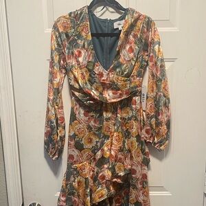 New With Tags Anthropologie Vici Olia Women's Floral Chiffon Long Sleeve Maxi